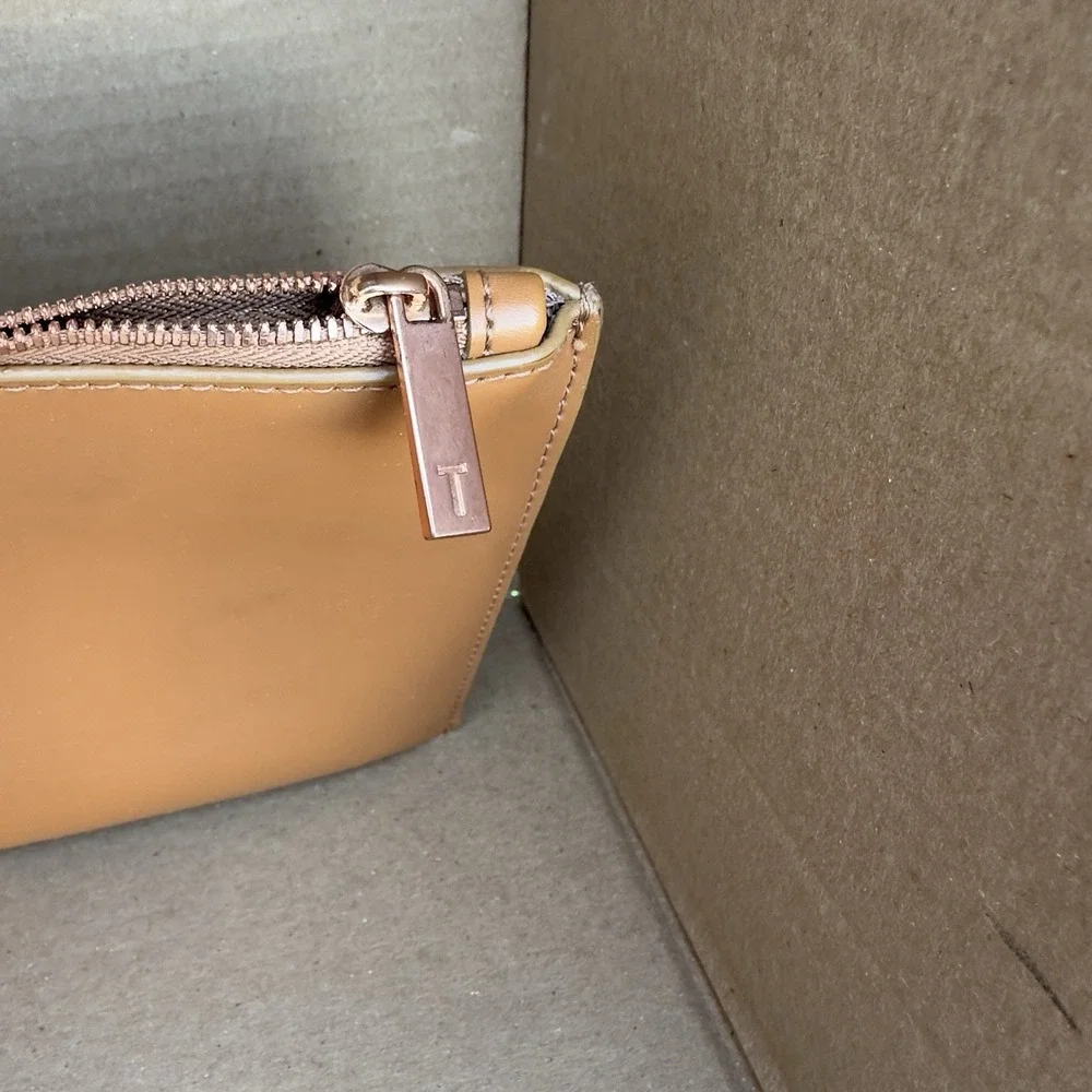 Ted Baker London Leather Pebbled Tote Bag w/ Detachable Pouch Tan Brown